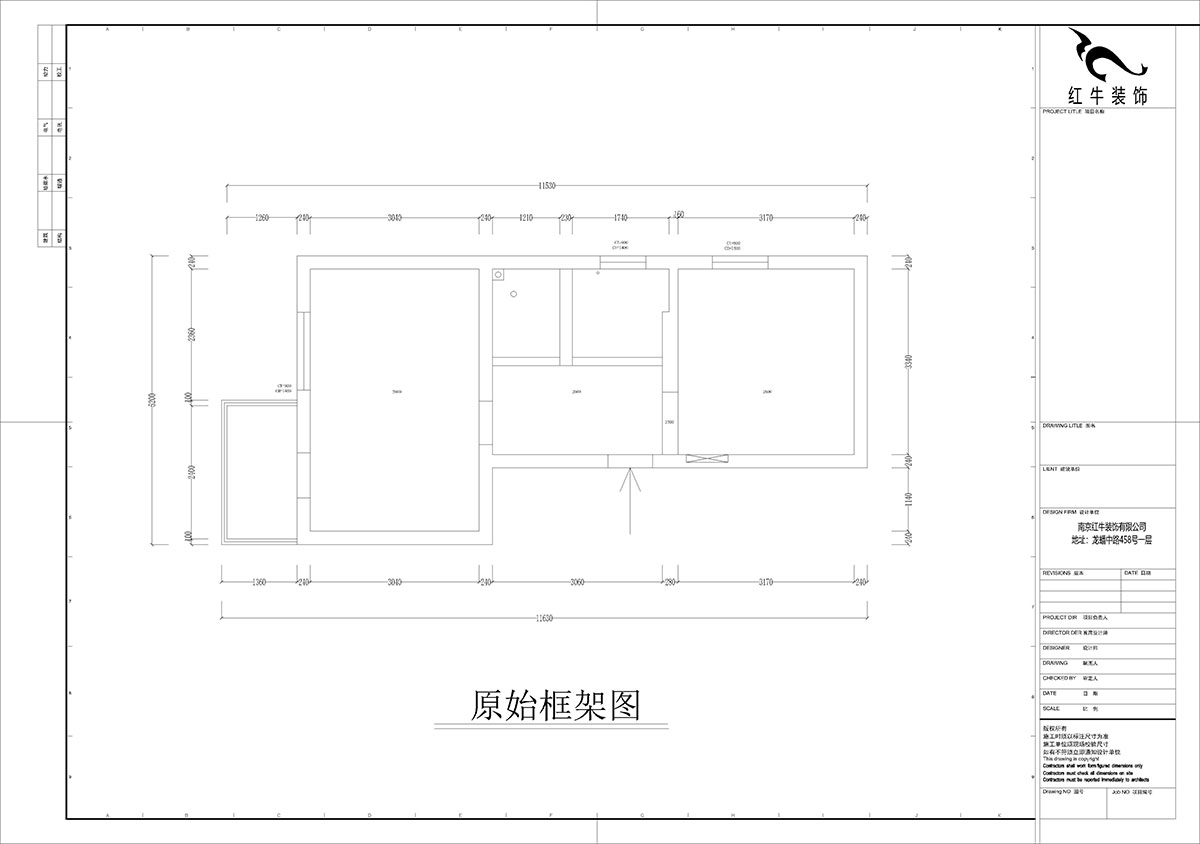 孟憲濤｜大光路菜市口1號2-2-205-50㎡-簡約風格｜1室1廳1衛｜老房裝修｜定制家｜全包9萬｜00_01原始框架圖