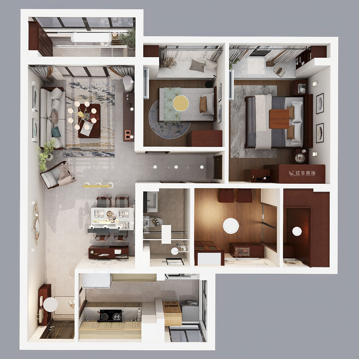 孟憲濤|句容碧桂園星悅灣20-2-604-105㎡-簡中風(fēng)格|3室1廳1衛(wèi)|新房裝修|定制家|全包14萬|00_04鳥瞰圖