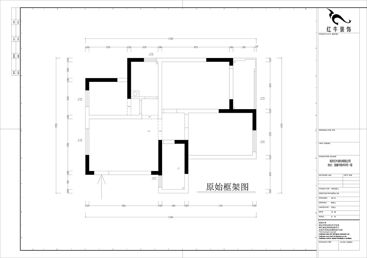 孟憲濤｜花崗幸福城玉蘭園10-201-90㎡-現代簡約風格｜3室1廳1衛｜老房裝修｜定制家｜全包13萬｜00_01原始框架圖