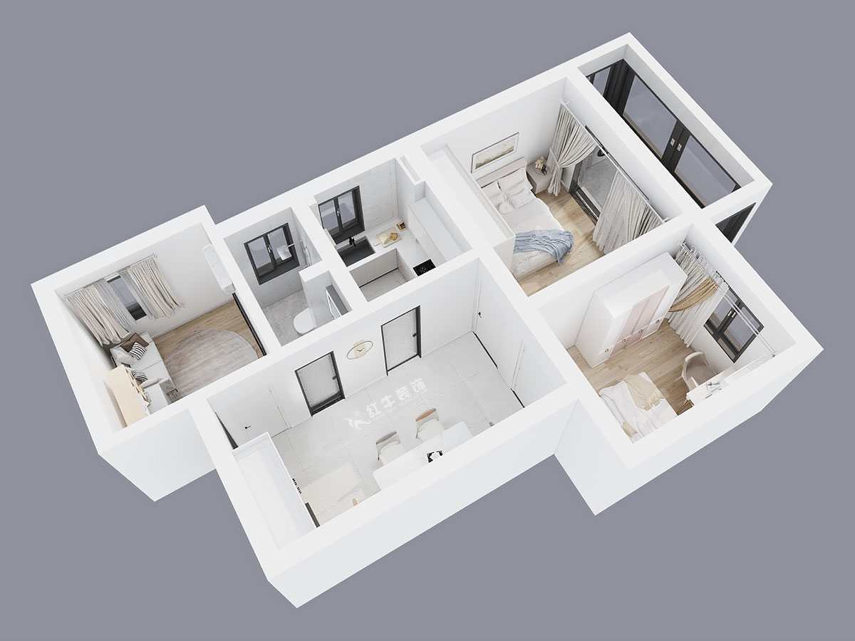 蔣琛|建鄴路住宅小區(qū)72-1806-70㎡-現(xiàn)代簡約風格|3室1廳1衛(wèi)|老房裝修|定制家|全包10萬|00_04鳥瞰圖