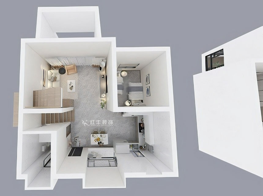 孟憲濤|養龍山莊D-11B-120㎡-現代簡約風格|3室2廳2衛|老房裝修|定制家|全包14萬|00_06一樓鳥瞰