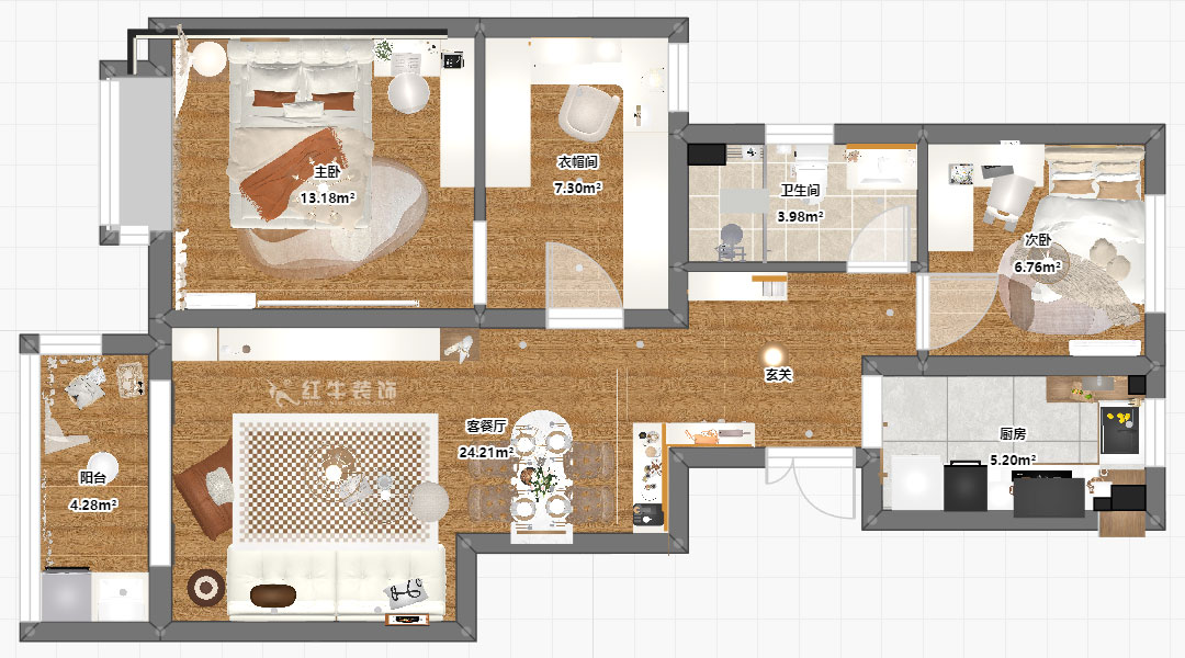 賈庭｜紫金觀邸4-1306-88㎡-北歐風格｜3室3廳1廚1衛｜新房裝修｜定制家｜全包10