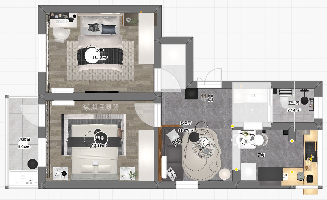 蔣?。H子巷后街20號(hào)1-501-60㎡-現(xiàn)代簡(jiǎn)約風(fēng)格｜2室1廳1衛(wèi)｜老房裝修｜定制家｜全包9