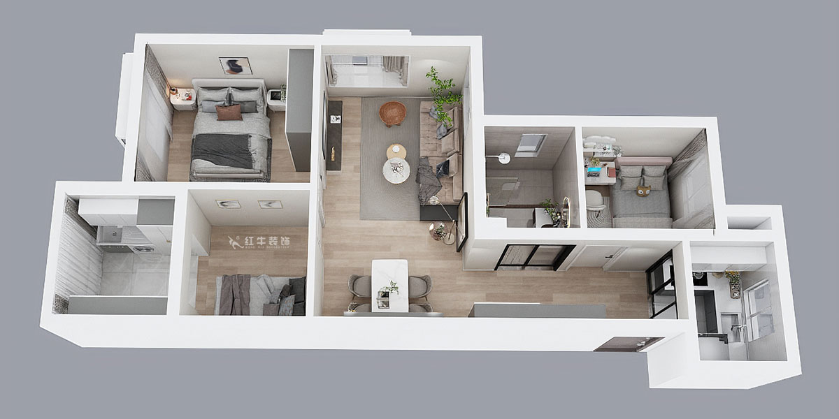 劉曉芳|樂業西苑1-2306-86㎡-現代輕奢風格|3室2廳1衛|毛坯房裝修|定制家|全包9