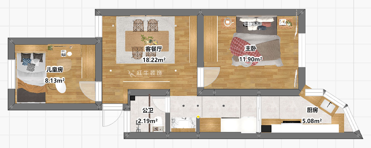 劉曉芳｜虹苑新寓二村4-5-210-60㎡-北歐風格｜2室2廳1衛｜老房裝修｜定制家｜全包8