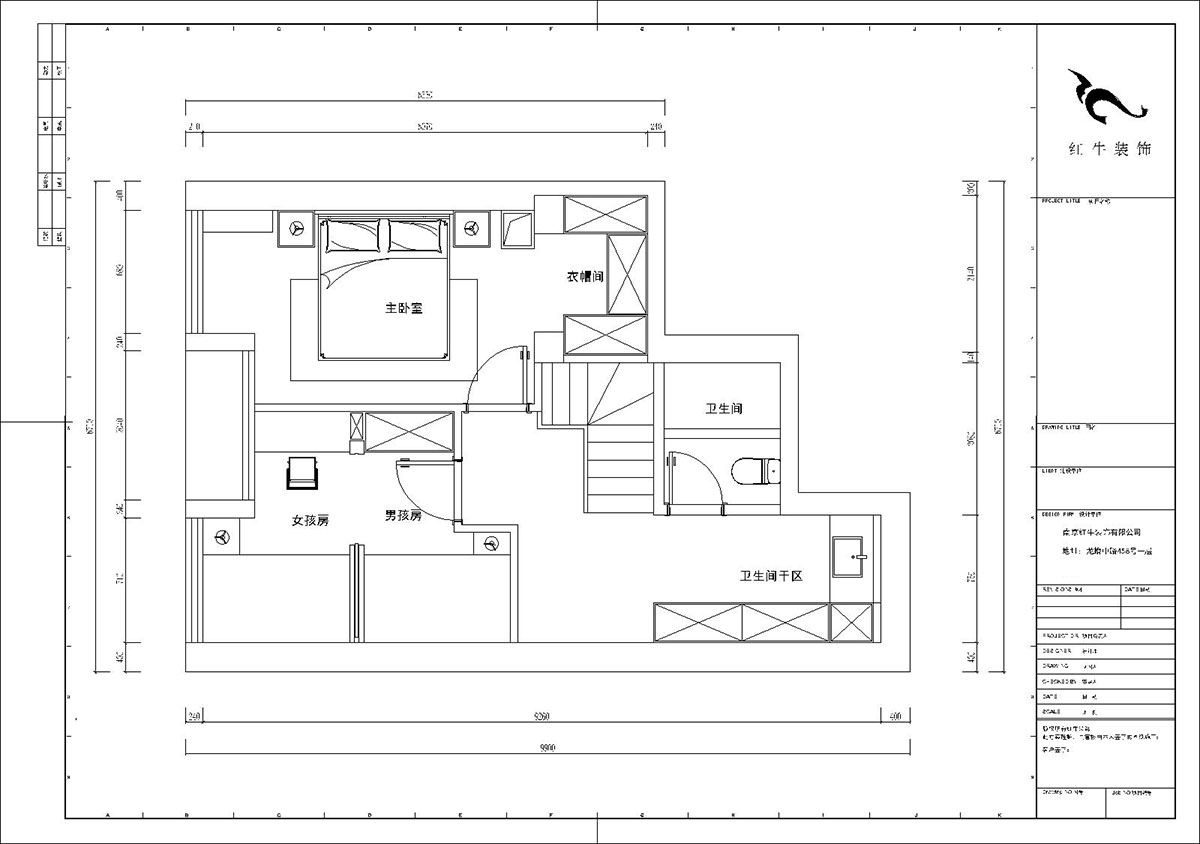 陸利民｜長發中心C棟302-100㎡-現代風格｜2室1廳2衛｜舊房裝修｜定制家｜全包12萬｜00_03二層平面布置圖