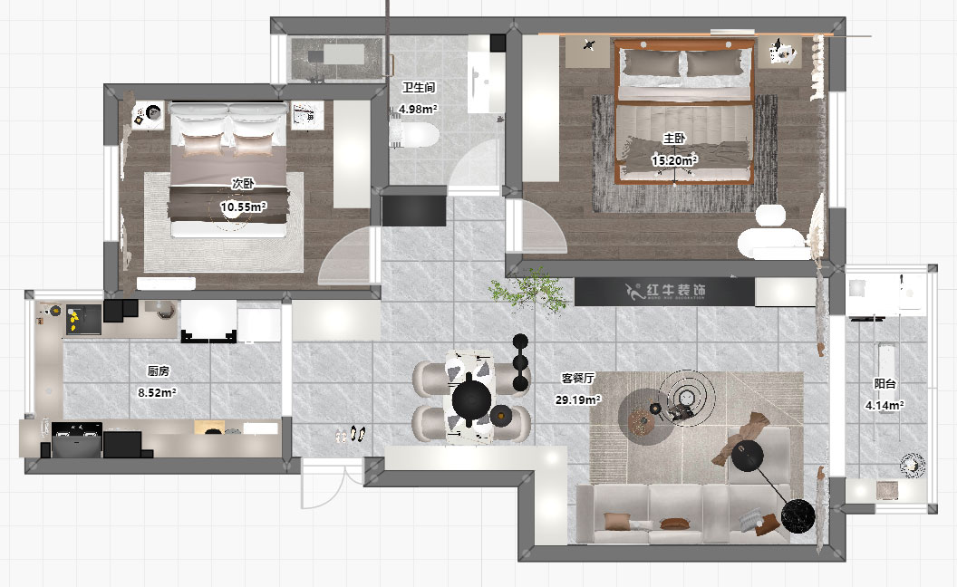 賈庭｜標營4號27棟4-707-88㎡-現代風格｜2室2廳1廚1衛｜老房裝修｜定制家｜全包10