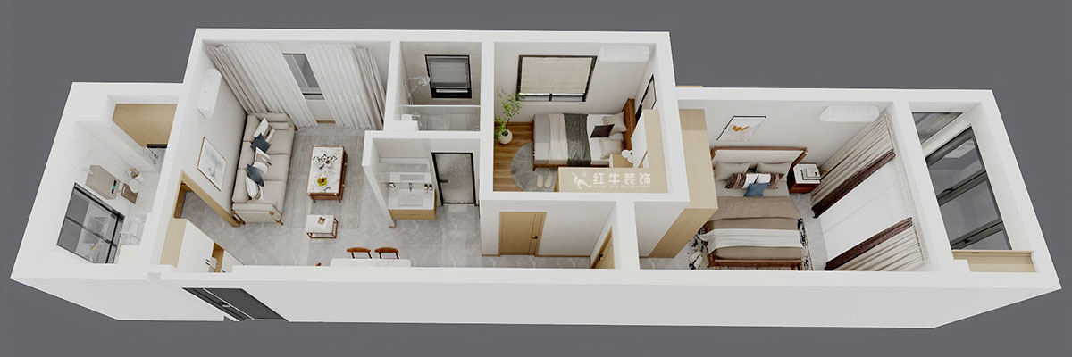 劉曉芳|觀泓雅苑A區3-301-75㎡-原木風|2室2廳1衛|新房裝修|定制家|全包9