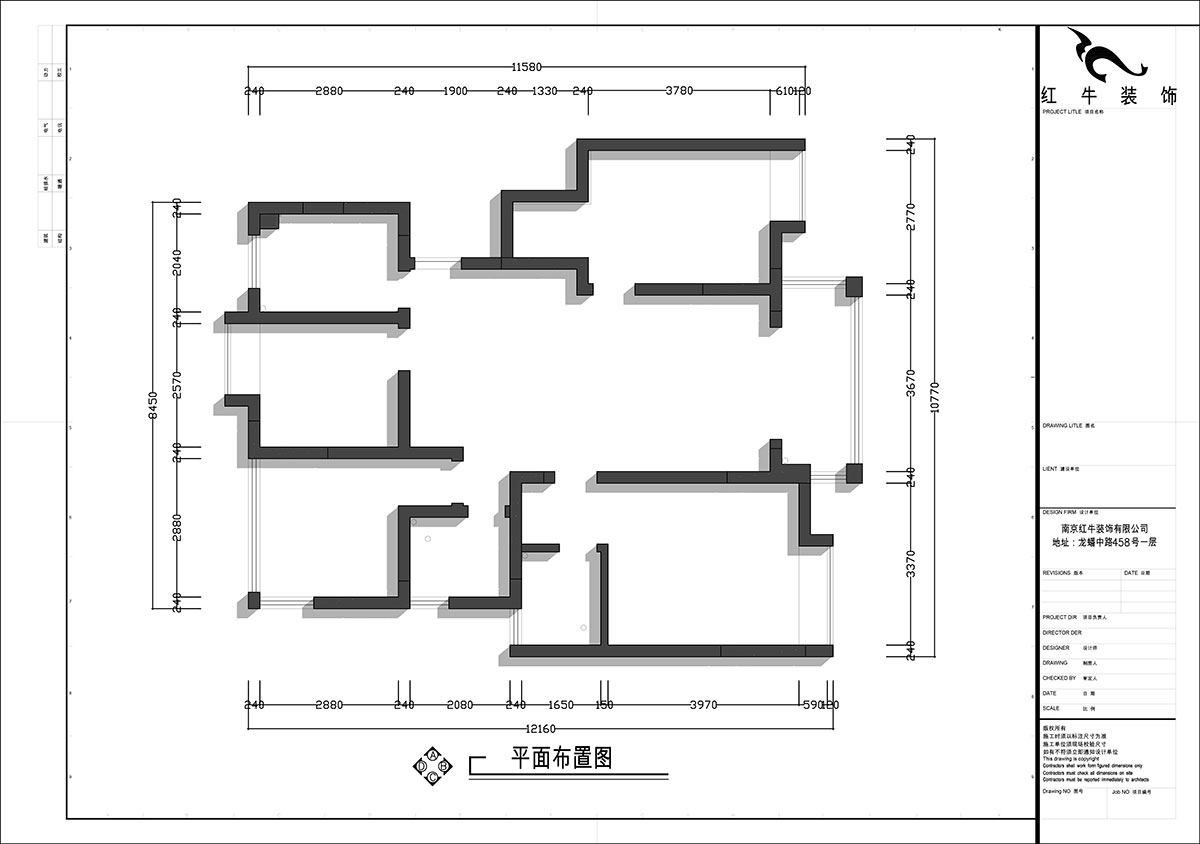 張智猿｜啟迪城博園1-302-114㎡-現代風格｜3室2廳1衛｜新房裝修｜定制家｜全包17萬｜00_01原始結構圖