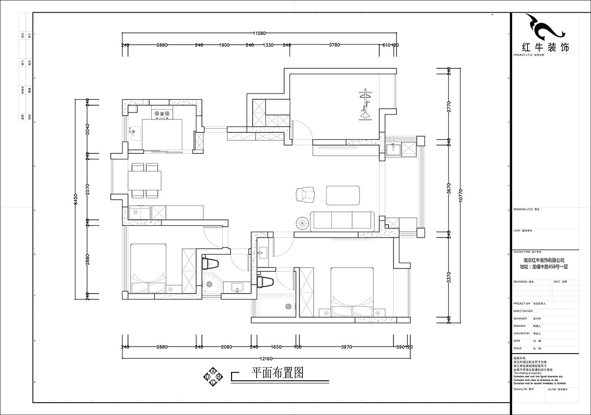 張智猿｜啟迪城博園1-302-114㎡-現代風格｜3室2廳1衛｜新房裝修｜定制家｜全包17萬｜00_02平面布置圖