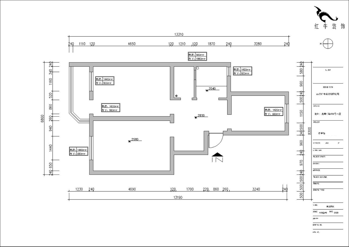 朱明琪|評事街137號3-402-71㎡-原木風格|3室2廳1衛|老房改造|定制家|全包11萬|00_01原始結構圖
