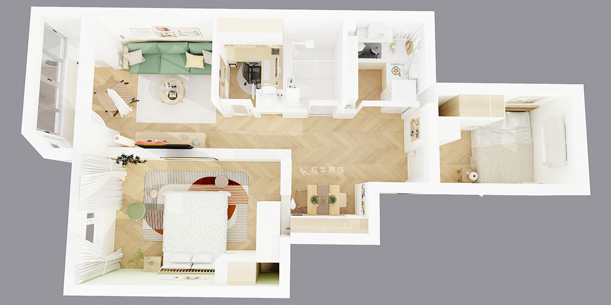 朱明琪|評事街137號3-402-71㎡-原木風格|3室2廳1衛|老房改造|定制家|全包11萬|00_04鳥瞰圖