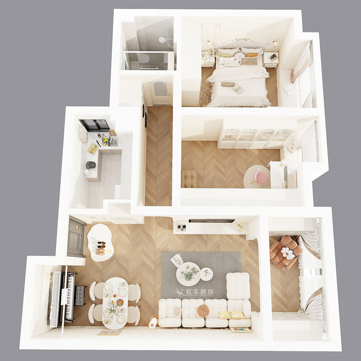 顧娟|北外灘水城16街區(qū)11-903-80㎡-簡歐風格|2室2廳1衛(wèi)|新房裝修|定制家|全包12