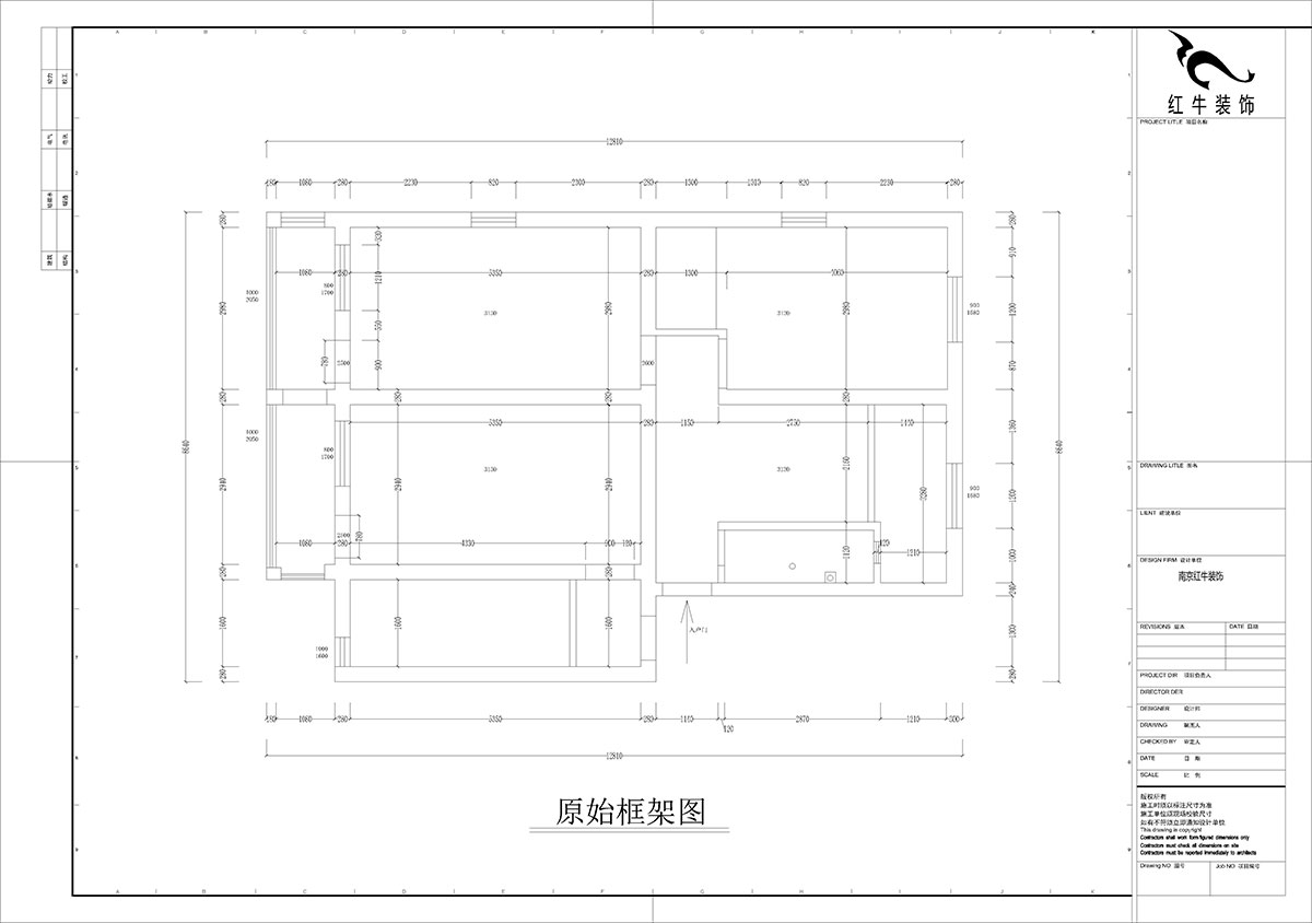 孟憲濤｜五老村24-201-100㎡-現代簡約風格｜3室2廳1衛｜老房裝修｜定制家｜全包14萬｜00_01原始框架圖