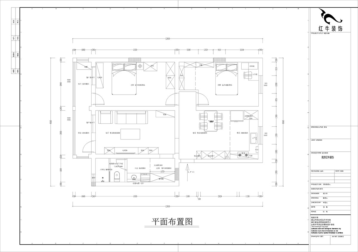孟憲濤｜五老村24-201-100㎡-現代簡約風格｜3室2廳1衛｜老房裝修｜定制家｜全包14萬｜00_02平面布置圖