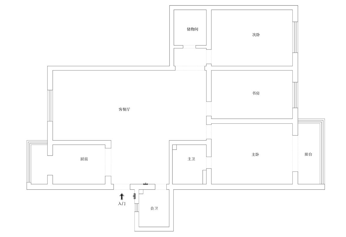 蔣婷婷｜御林山莊12-103-135㎡-法式中國風｜3室2廳1廚2衛｜00_01原始結構圖