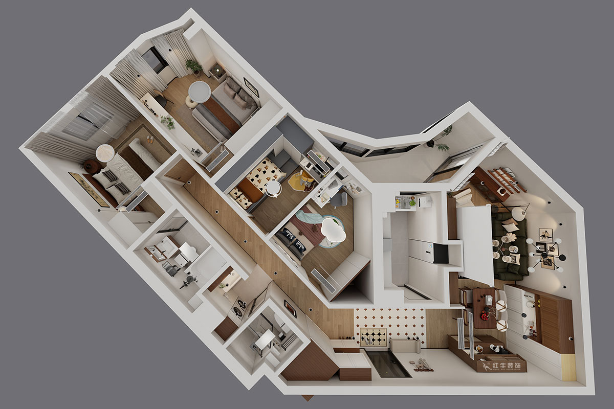 顧娟|豐匯大廈2205室-120㎡-復古風|3室2廳2衛|舊房裝修|定制家|全包16