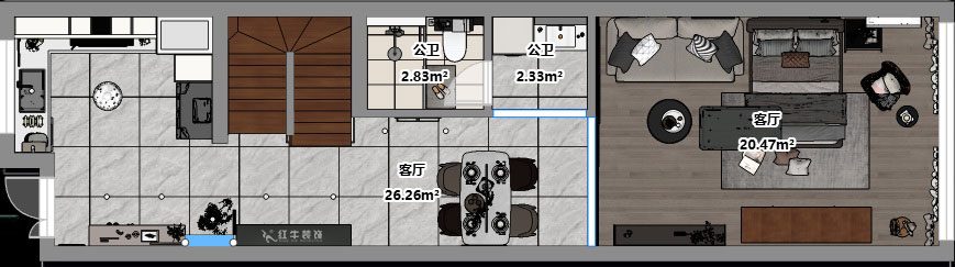 吳波｜錦虹美苑15-802-65㎡-現代風格｜2室1廳1衛｜舊房裝修｜定制家｜全包10萬｜00_03平面彩圖