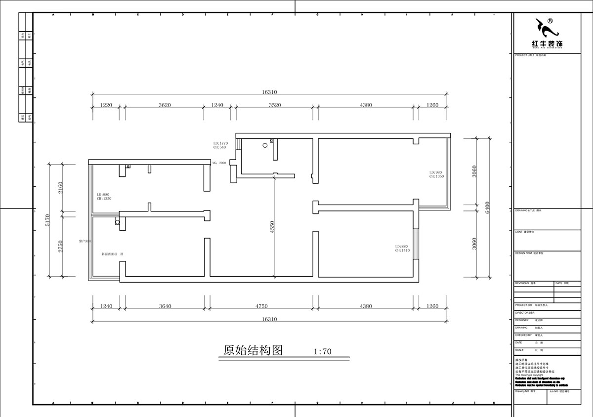 蔣?。鹬刍▓@4-3-806-100㎡-現(xiàn)代簡約風(fēng)格｜3室2廳1衛(wèi)｜老房裝修｜定制家｜全包12萬｜00_01原始結(jié)構(gòu)圖