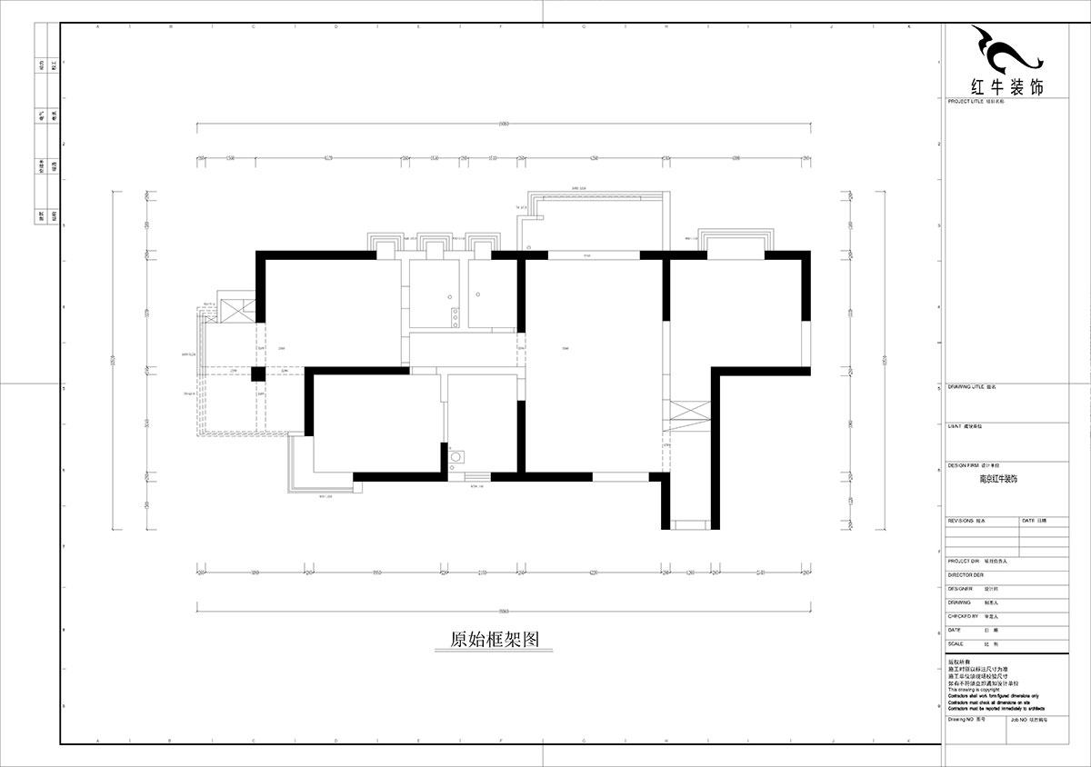 孟憲濤｜龍園北路80號1-2706-130㎡-現代簡約風格｜4室2廳2衛｜老房裝修｜定制家｜全包16萬｜00_01原始框架圖