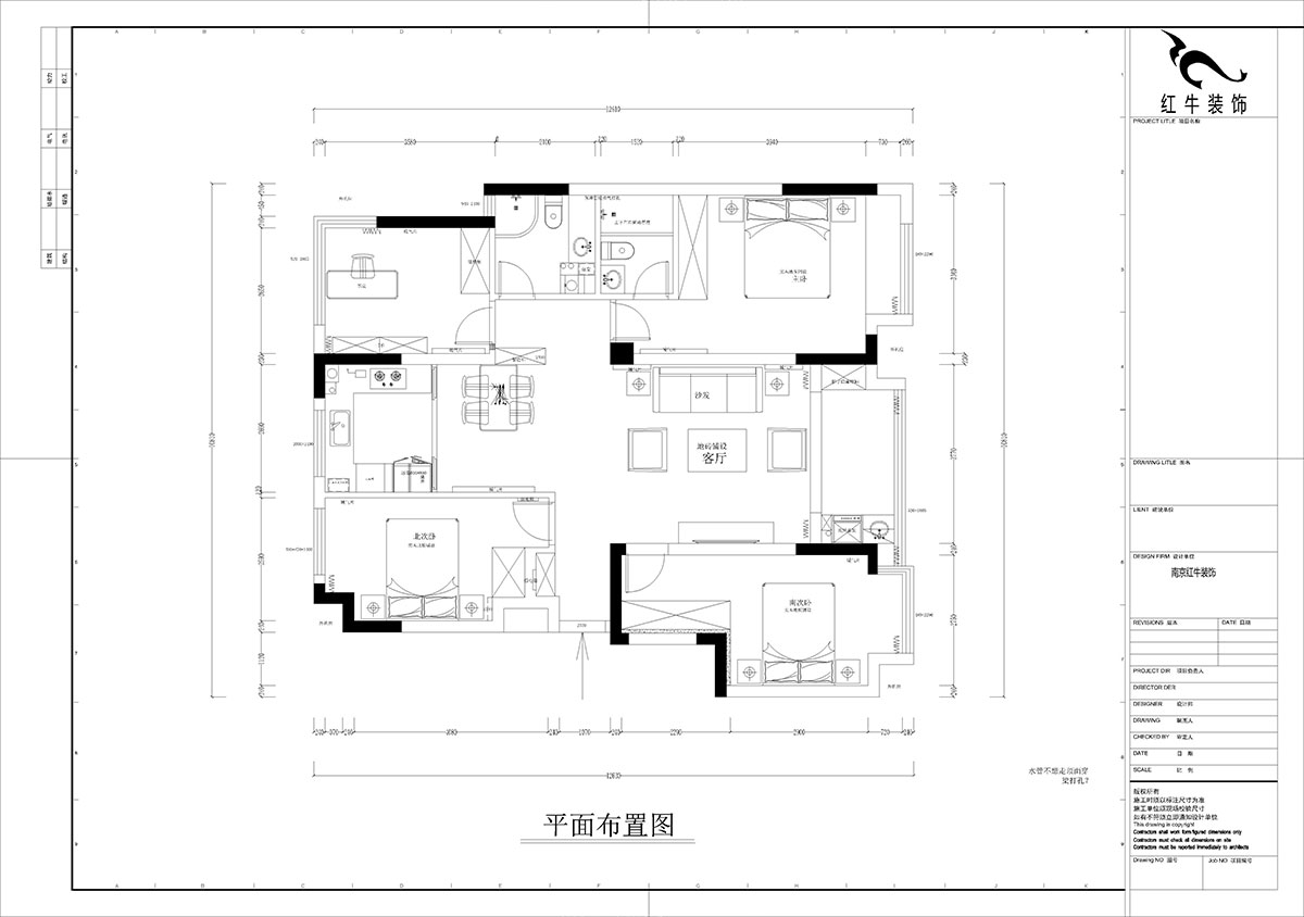 孟憲濤｜融創臻園15-1005-120㎡-簡約風格｜4室2廳2衛｜新房裝修｜定制家｜全包16萬｜00_01原始結構圖
