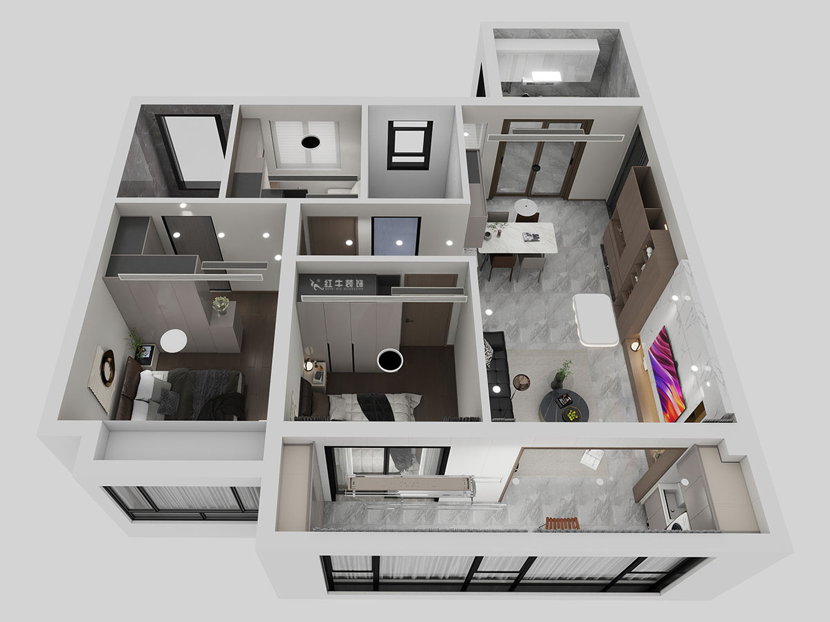 熊皓宇|華發四季雅筑-120㎡-現代風格|3室2廳2衛|精裝修改造|00_02鳥瞰圖
