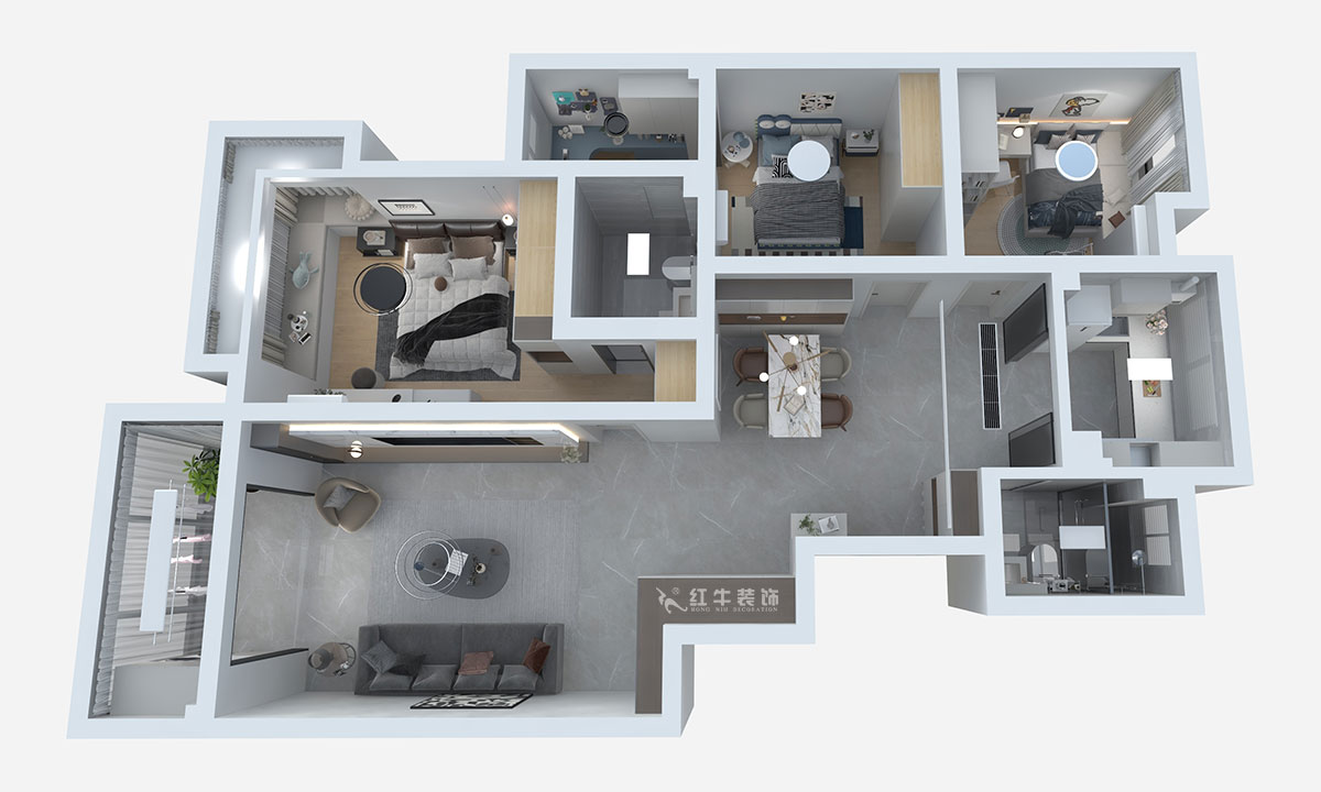 熊皓宇|江南青年城翠灣苑-130㎡-現代風格|4室2廳2衛|新房裝修|半包7