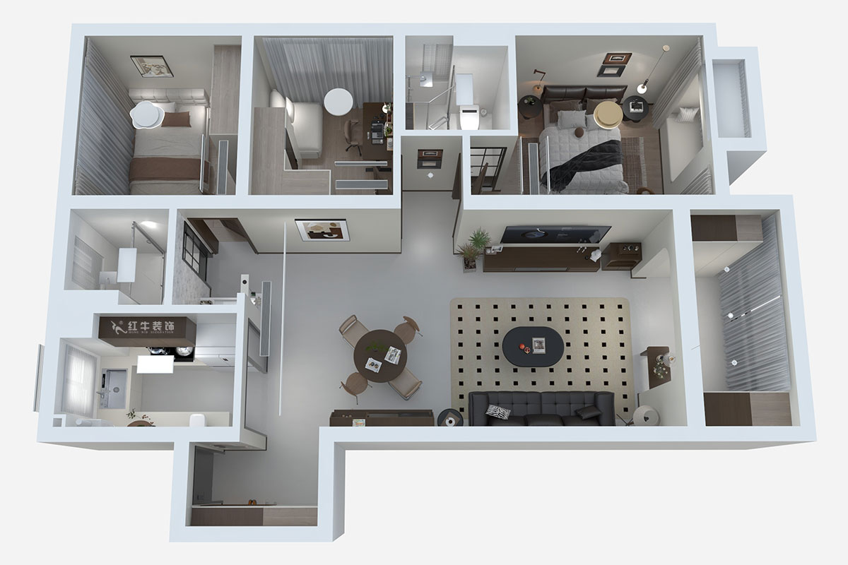 熊皓宇|金浦御龍灣-110㎡-中古風|3室2廳2衛|老房裝修|定制家|全包13