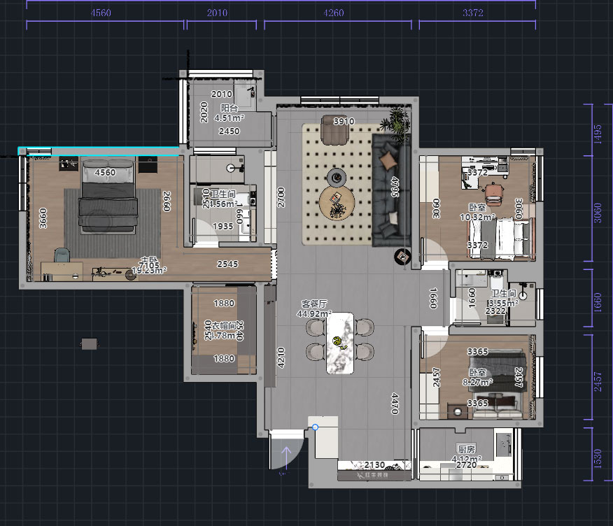 熊皓宇|仁恒江灣城翠竹苑-140㎡-現代風格|3室2廳2衛|老房裝修|定制家|全包14