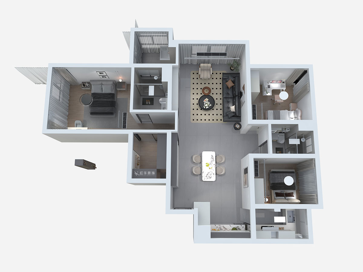 熊皓宇|仁恒江灣城翠竹苑-140㎡-現代風格|3室2廳2衛|老房裝修|定制家|全包14