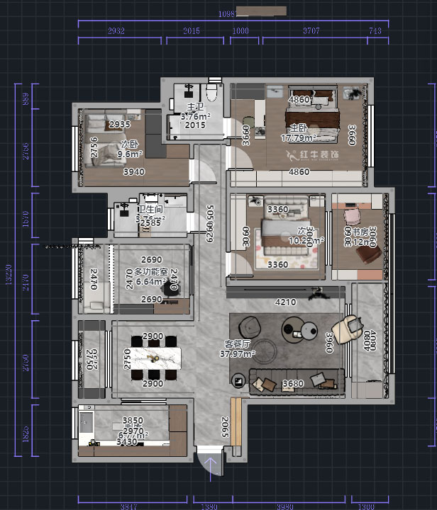 熊皓宇|升龍天匯-瓏悅-140㎡-現代輕奢風格|4室2廳2衛|老房裝修|定制家|全包19