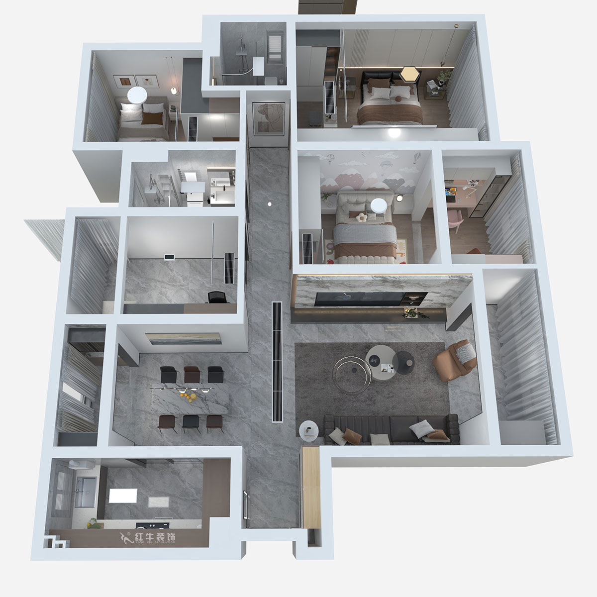 熊皓宇|升龍天匯-瓏悅-140㎡-現代輕奢風格|4室2廳2衛|老房裝修|定制家|全包19