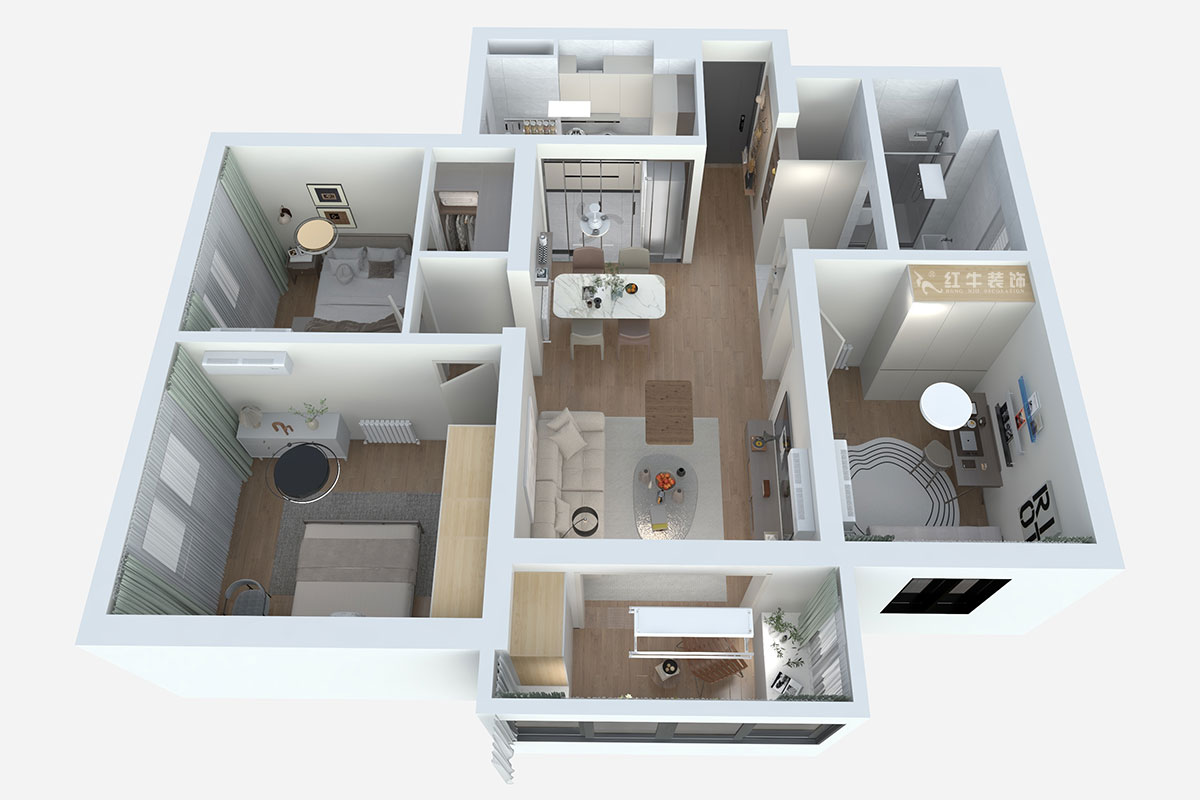 熊皓宇|陽光廣場小區(qū)1-803-100㎡-原木風|3室2廳1廚1衛(wèi)1陽臺|老房裝修|定制家|全包14