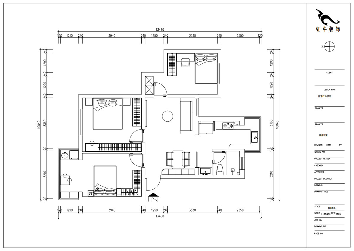 朱明琪|明月新寓花園12-102-85㎡-現代簡約風格|3室1廳1衛|老房改造|定制家|全包11萬|00_02平面布置圖