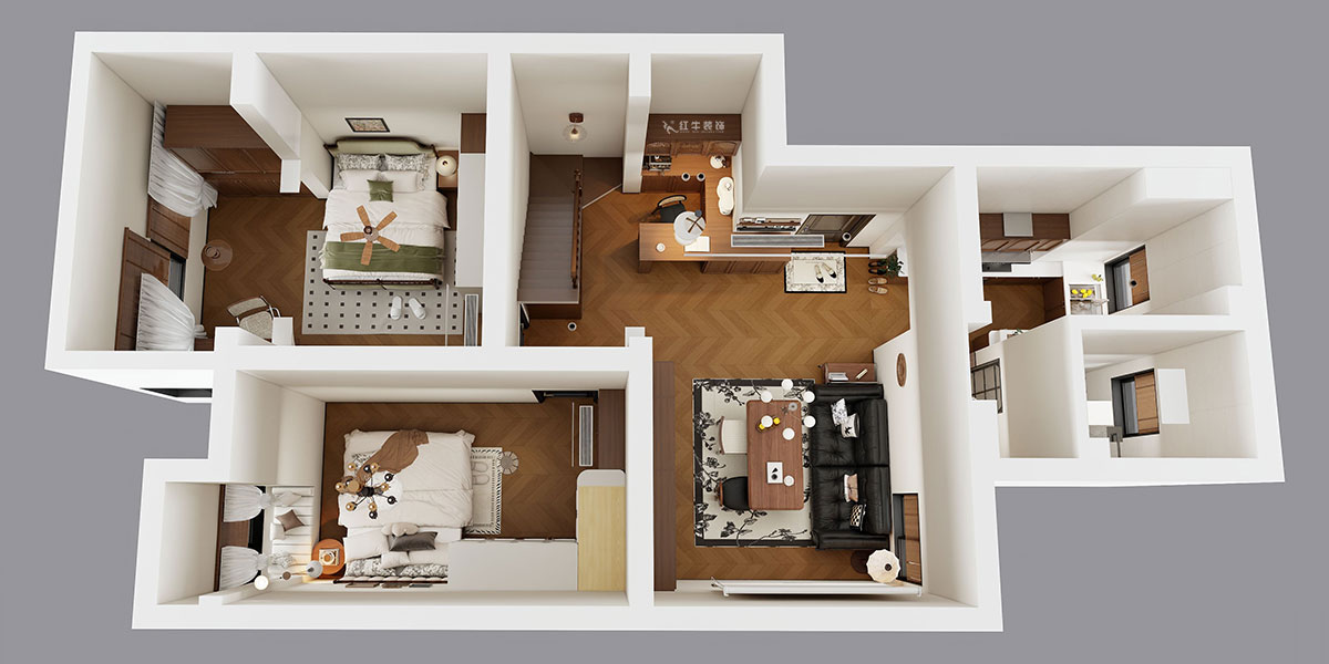 蔣?。鼕W體新城翠杉園15-507-(72+40)㎡-中古風｜復式｜2室1廳1衛+閣樓｜老房裝修｜定制家｜全包12萬｜00_04鳥瞰圖